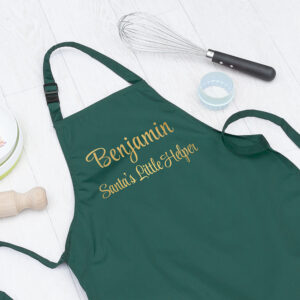 Personalised Santas Little Helper Childrens Green Waterproof Apron