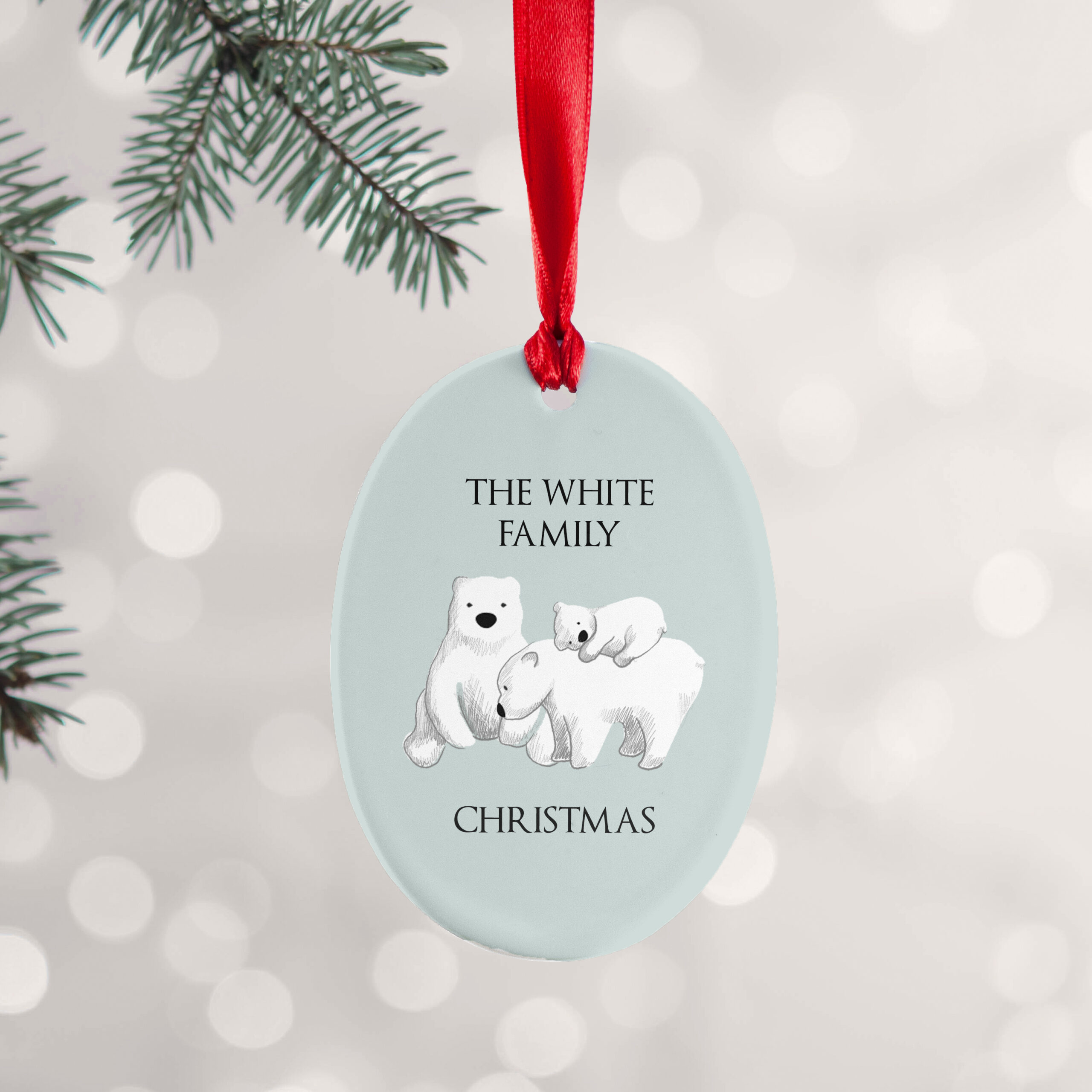 Personalised Sentimental Polar Bear Oval Ornament Personalised Sentimental Polar Bear Oval Ornament