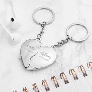 Personalised Special Date Heart Keyring Set Personalised Special Date Heart Keyring Set
