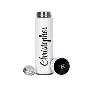 Personalised Thermos with Temperature Display in Black Personalised Thermos with Temperature Display in Black