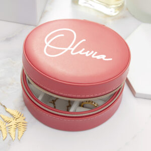 Personalised Treat Republic Coral Round Jewellery Case