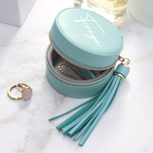 Personalised Treat Republic Turquoise Jewellery Case with Tassel