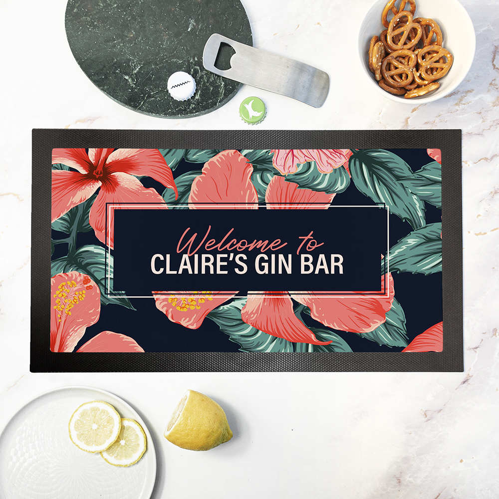 Personalised Tropical Bar Mat