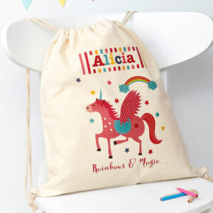 Personalised Unicorn Cotton Nursery Bag Personalised Unicorn Cotton Nursery Bag