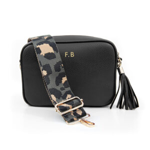 Personalised Vegan Leather Crossbody Bag in Black