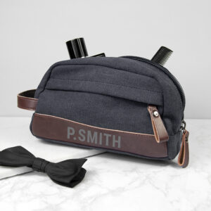 Personalised Weekender Denim Wash Bag Grey