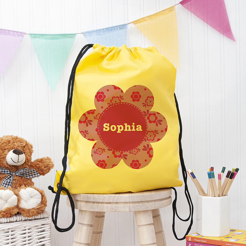 Personalised Yellow Flower Waterproof Swim Bag