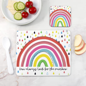 Personalised Children’s Rainbow Placemat Set Personalised Children's Rainbow Placemat Set