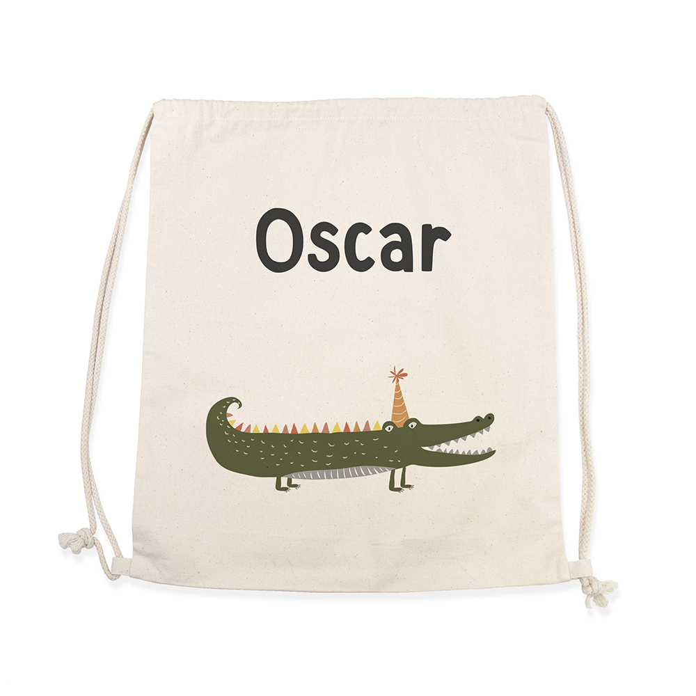Personalised Crocodile Cotton Nursery Bag Personalised Crocodile Cotton Nursery Bag