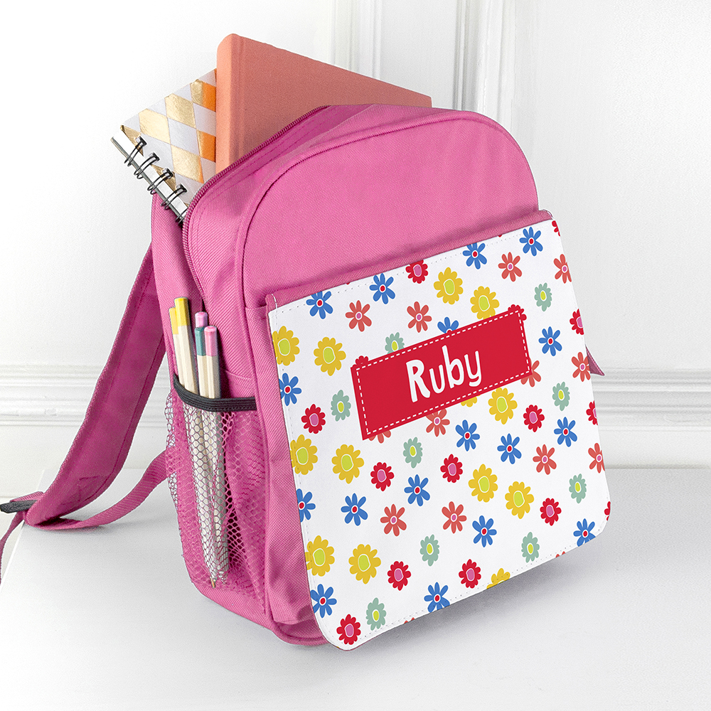 Personalised Girl’s Patterned Pink Rucksack Personalised Girl's Patterned Pink Rucksack