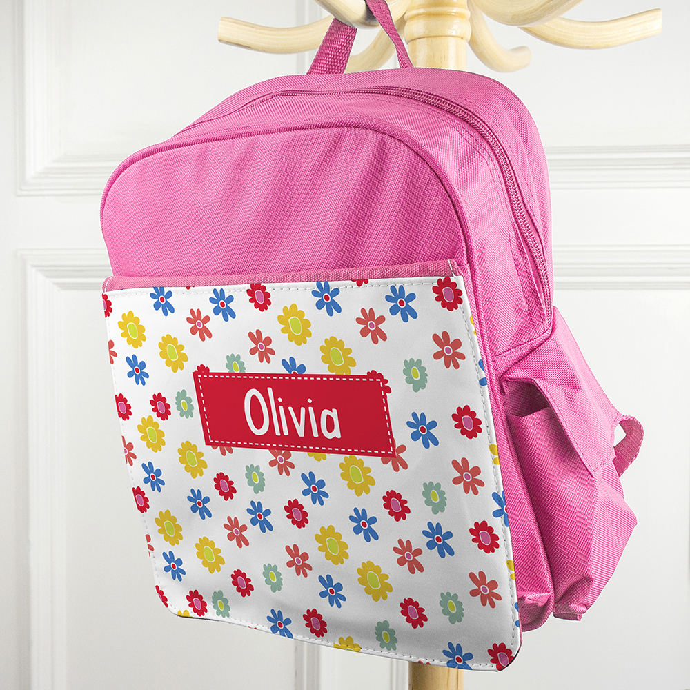 Personalised Girl's Patterned Pink Rucksack - Gift Factory
