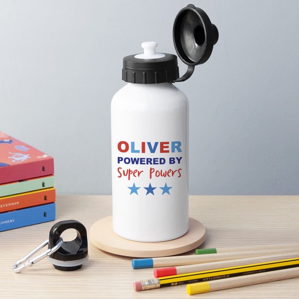 Personalised Child's Powered By Water Bottle