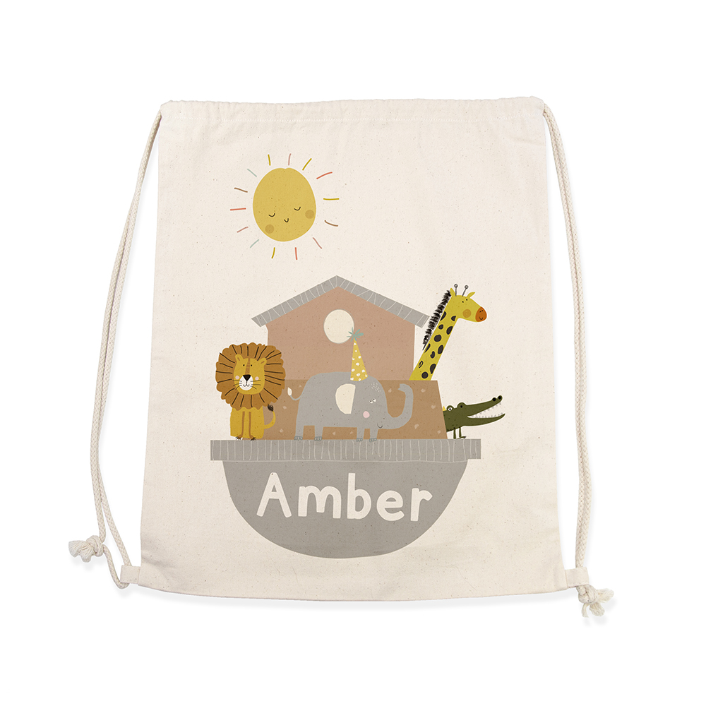 Personalised Noah’s Ark Cotton Nursery Bag Personalised Noah's Ark Cotton Nursery Bag