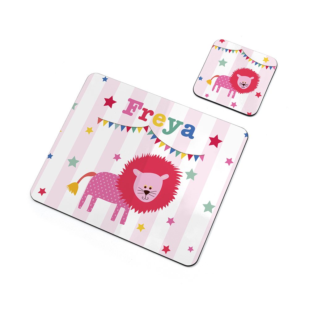 Personalised Children’s Circus Lion Placemat Set Personalised Children's Circus Lion Placemat Set