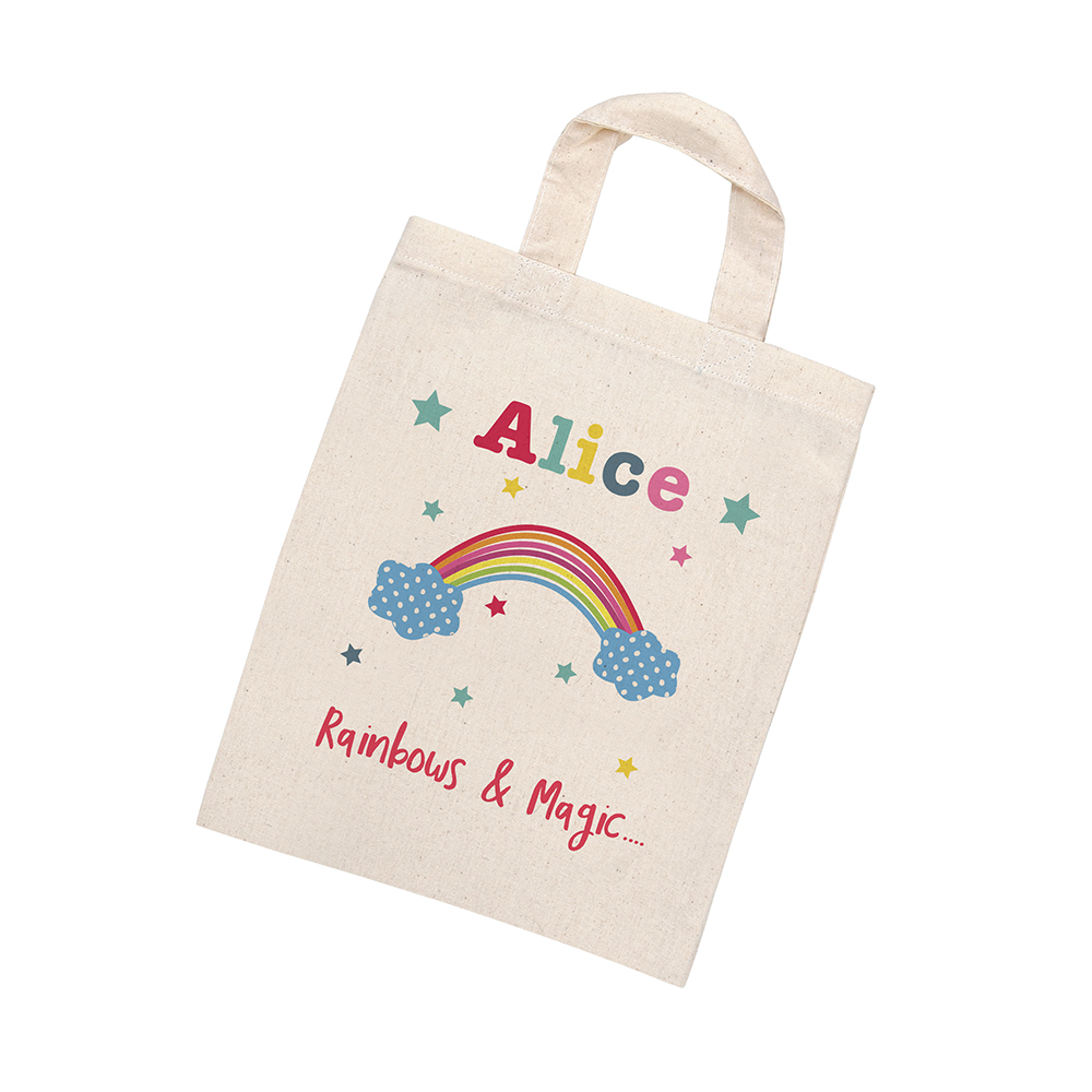 Personalised Rainbow Natural Party Bag Personalised Rainbow Natural Party Bag