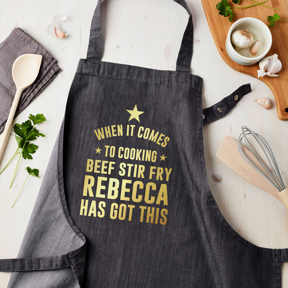 Personalised Grey Denim Cooking Apron Personalised Grey Denim Cooking Apron