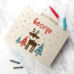 Personalised Kid's Reindeer Colouring Set