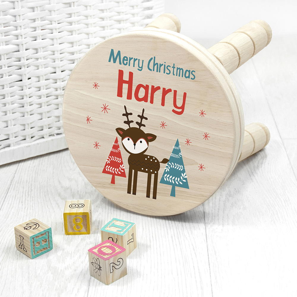 Personalised Kid’s Reindeer Wooden Stool Personalised Kid's Reindeer Wooden Stool