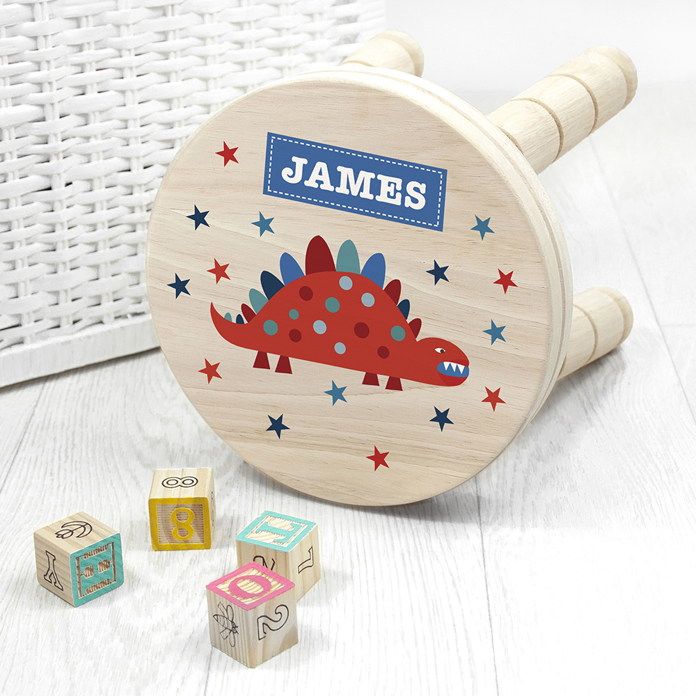 Personalised Kid’s Dinosaur Wooden Stool Personalised Kid's Dinosaur Wooden Stool