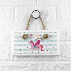 Personalised Kid’s Unicorn White Door Sign Personalised Kid's Unicorn White Door Sign