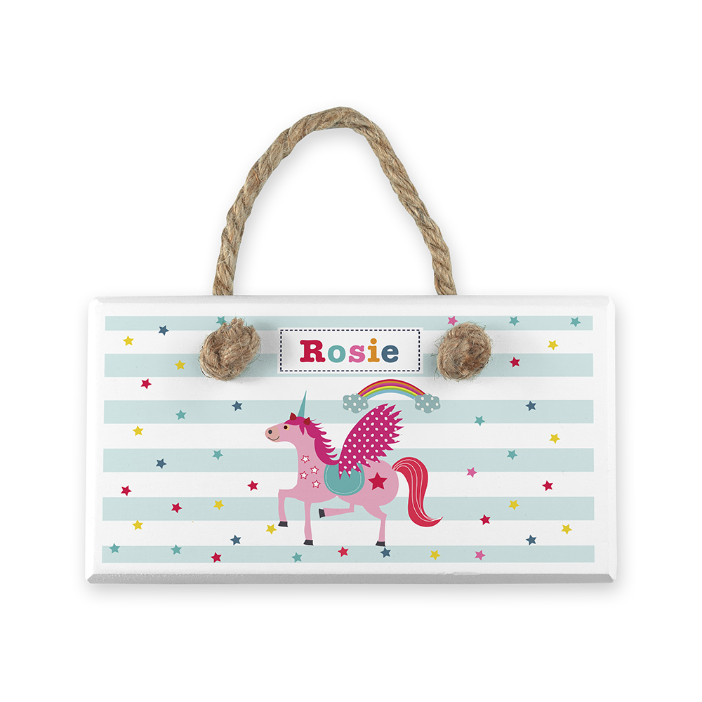 Personalised Kid’s Unicorn White Door Sign Personalised Kid's Unicorn White Door Sign