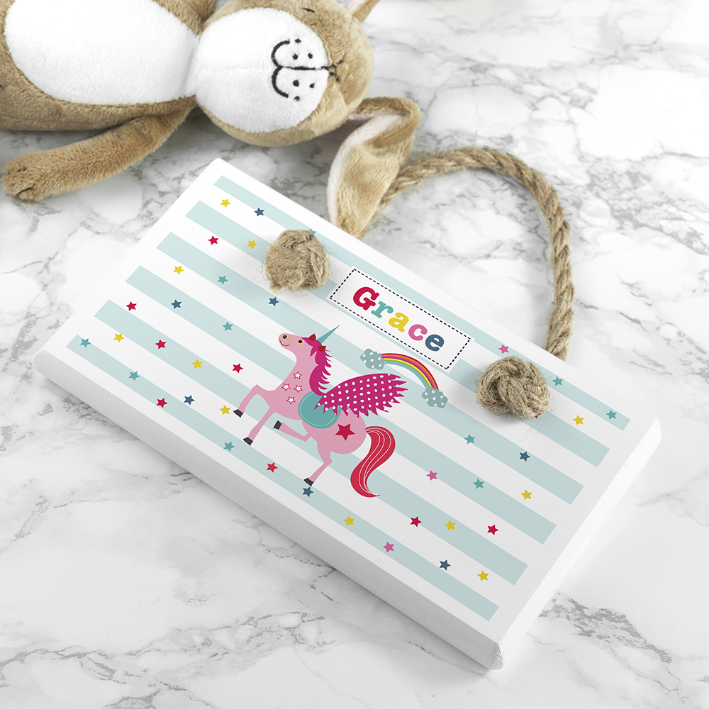 Personalised Kid’s Unicorn White Door Sign Personalised Kid's Unicorn White Door Sign