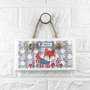 Personalised Kid’s Little Fox White Door Sign Personalised Kid's Little Fox White Door Sign