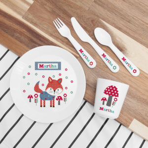 Personalised Kids Little Fox Dining Set Personalised Kids Little Fox Dining Set