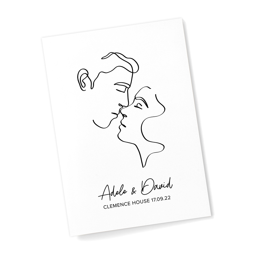 Personalised Romantic Line Art Kissing Couple Print Personalised Romantic Line Art Kissing Couple Print